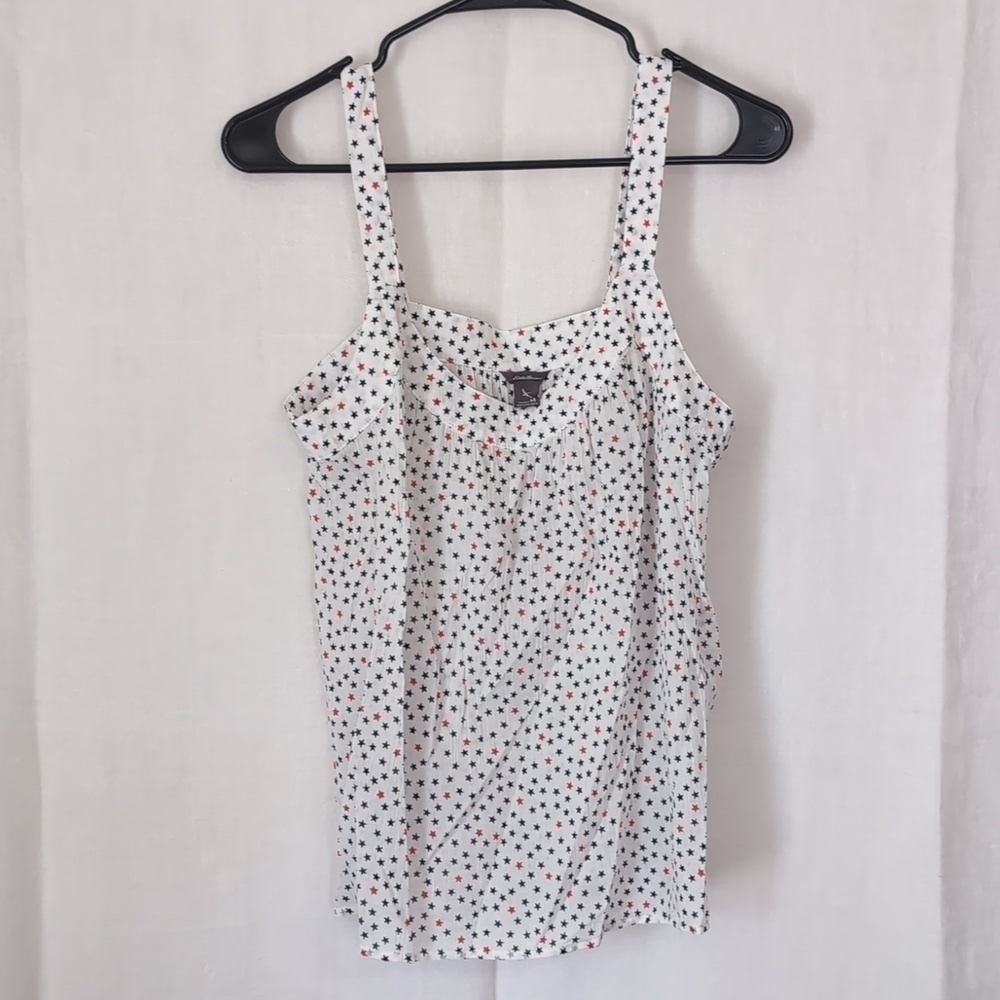 Eddie Bauer White Red Blue Star Print Tank Size Medium